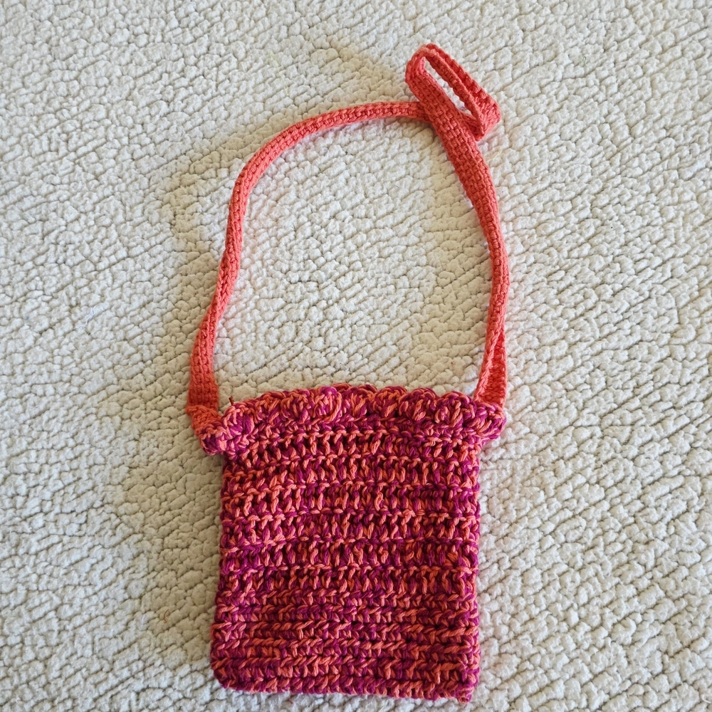 Handcrafted Coral Crochet Shoulder Bag